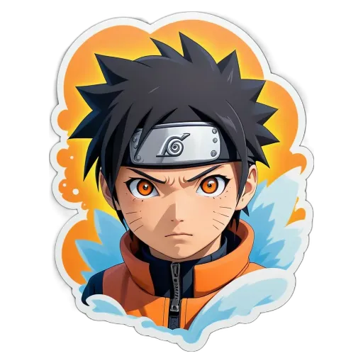 A boy with a black band around his neck and red eyes.