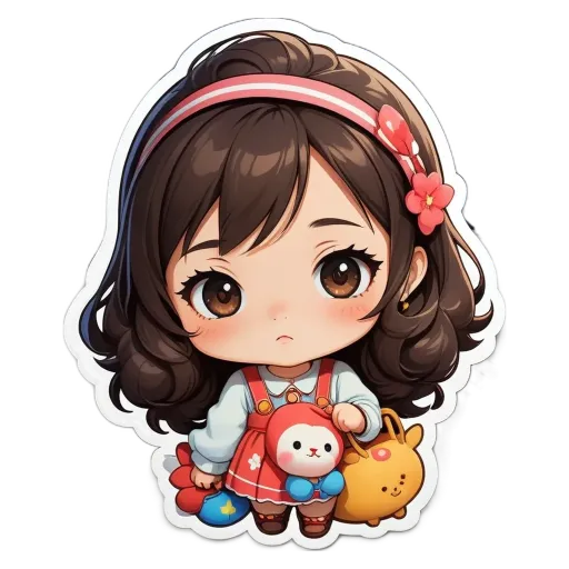 A girl with a stuffed animal and bags.