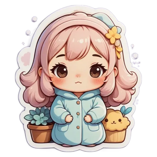 A girl with a sad face looking down at her hand in a cartoon character.