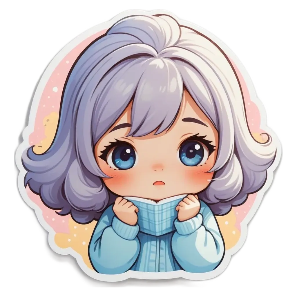 A girl with a sweater on that has a scarf around her neck.