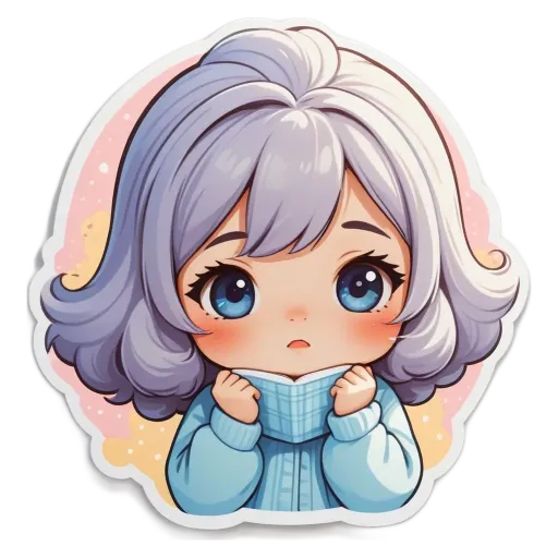 A girl with a sweater on that has a scarf around her neck.