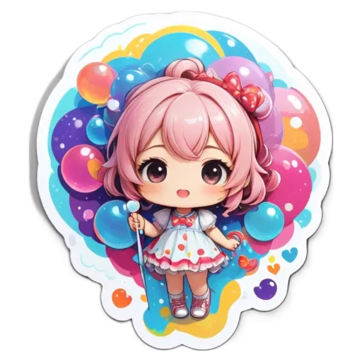 A girl is standing in the middle of a bunch of balloons.