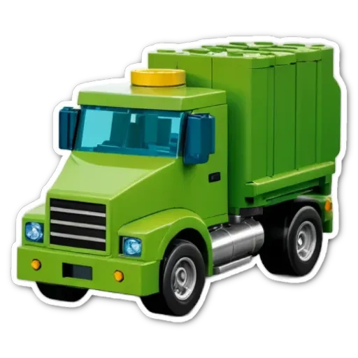 A green truck in a black and white background.