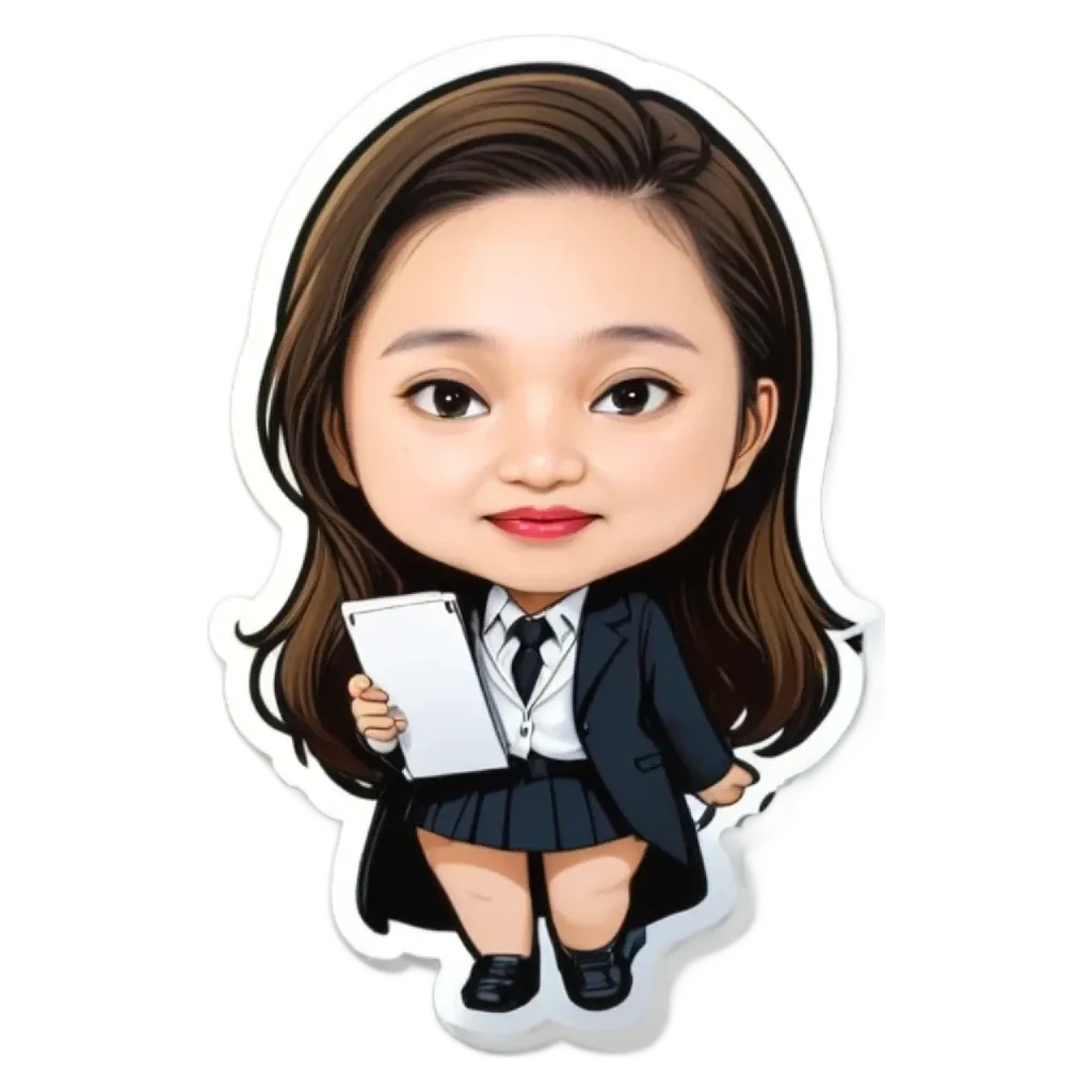 A girl is wearing a suit and tie and holding a tablet.