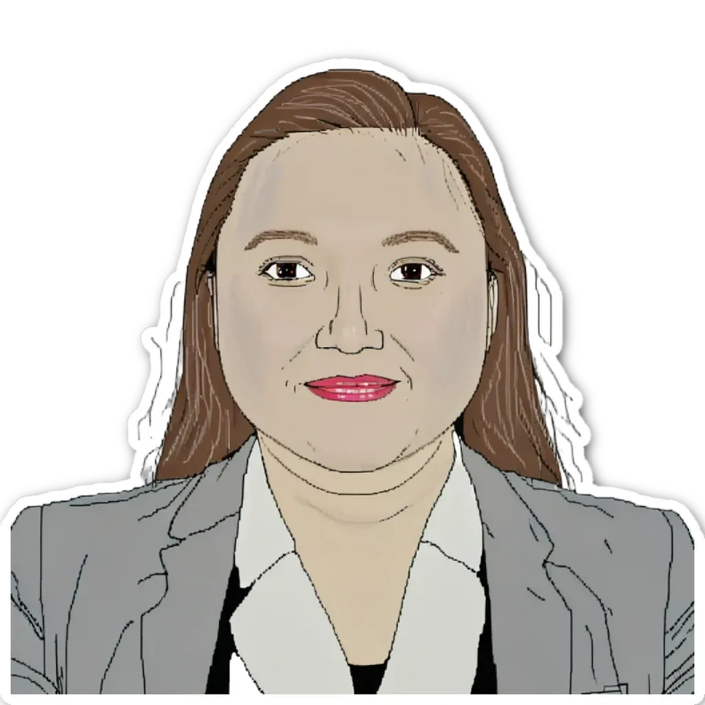 A very detailed drawing of a woman in a suit.