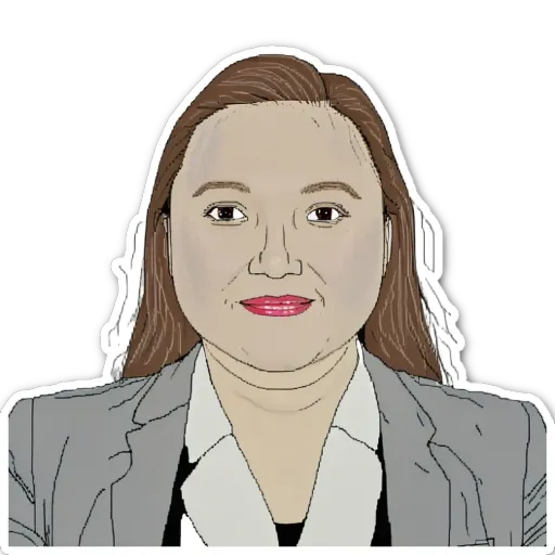 A very detailed drawing of a woman in a suit.