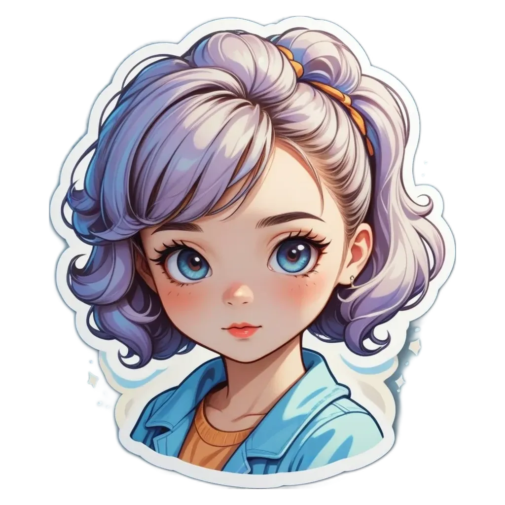 A girl with pom poms in her hair is staring at the camera.