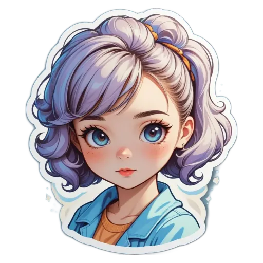 A girl with pom poms in her hair is staring at the camera.