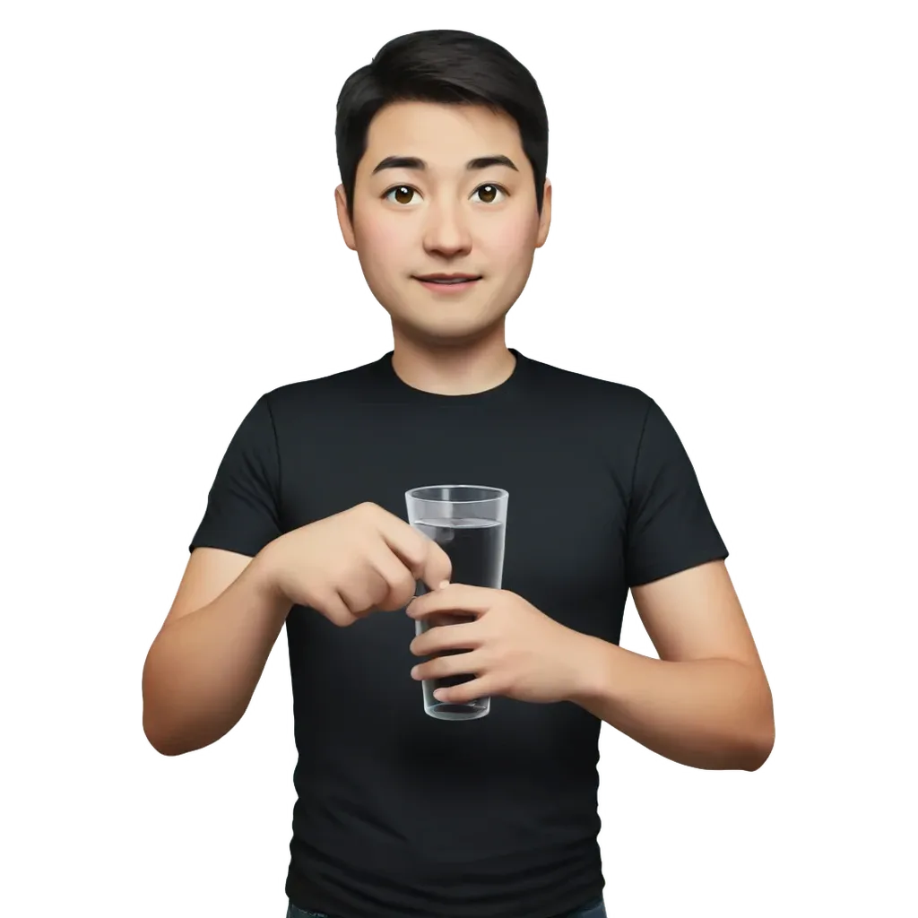 A man holding a glass of water.