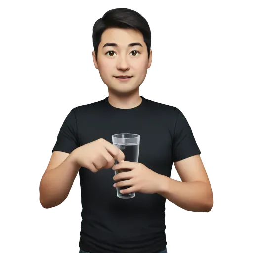 A man holding a glass of water.