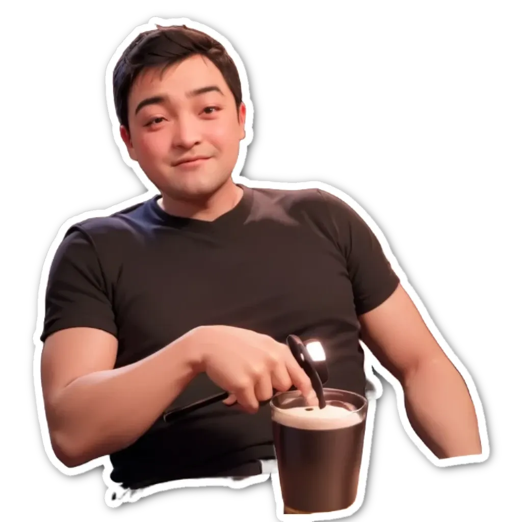 A man is holding a pair of scissors near a cup of beer.