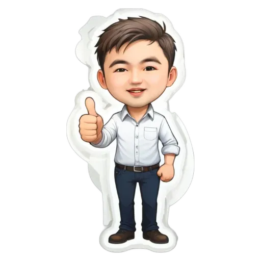 A cartoon character giving a thumbs up is shown.