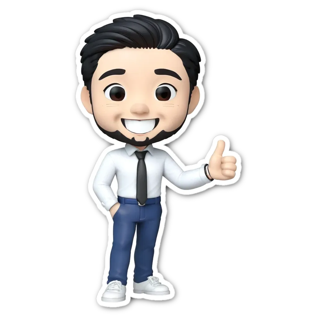 A man in a 3d model giving a thumbs up.