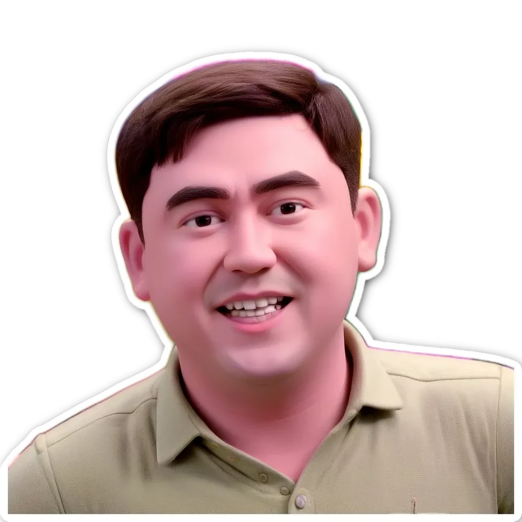 A sticker of a man's face having a large smile.