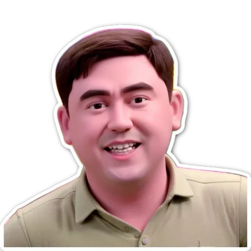 A sticker of a man's face having a large smile.