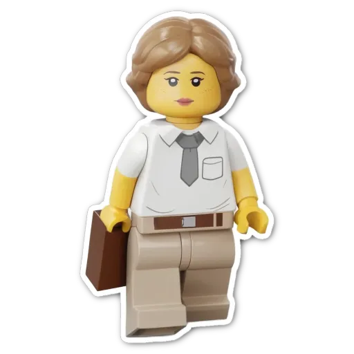 A lego girl holding a brief case.