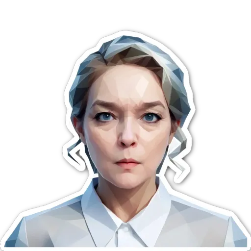 A woman with a white shirt and a black background.