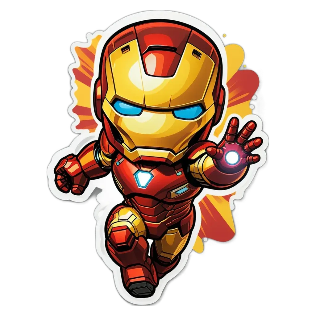 A cartoon depiction of iron man in action.