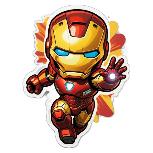 A cartoon depiction of iron man in action.