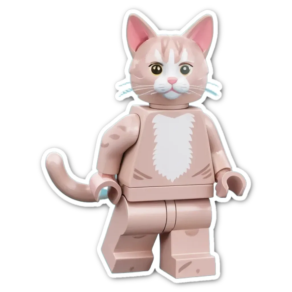 A lego cat that is on a black background.