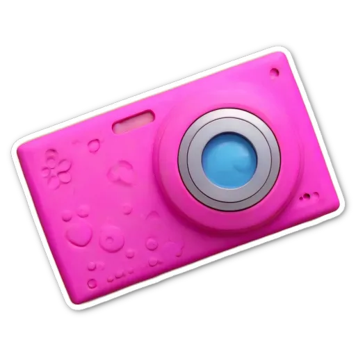 A camera that is mostly pink with a black background.