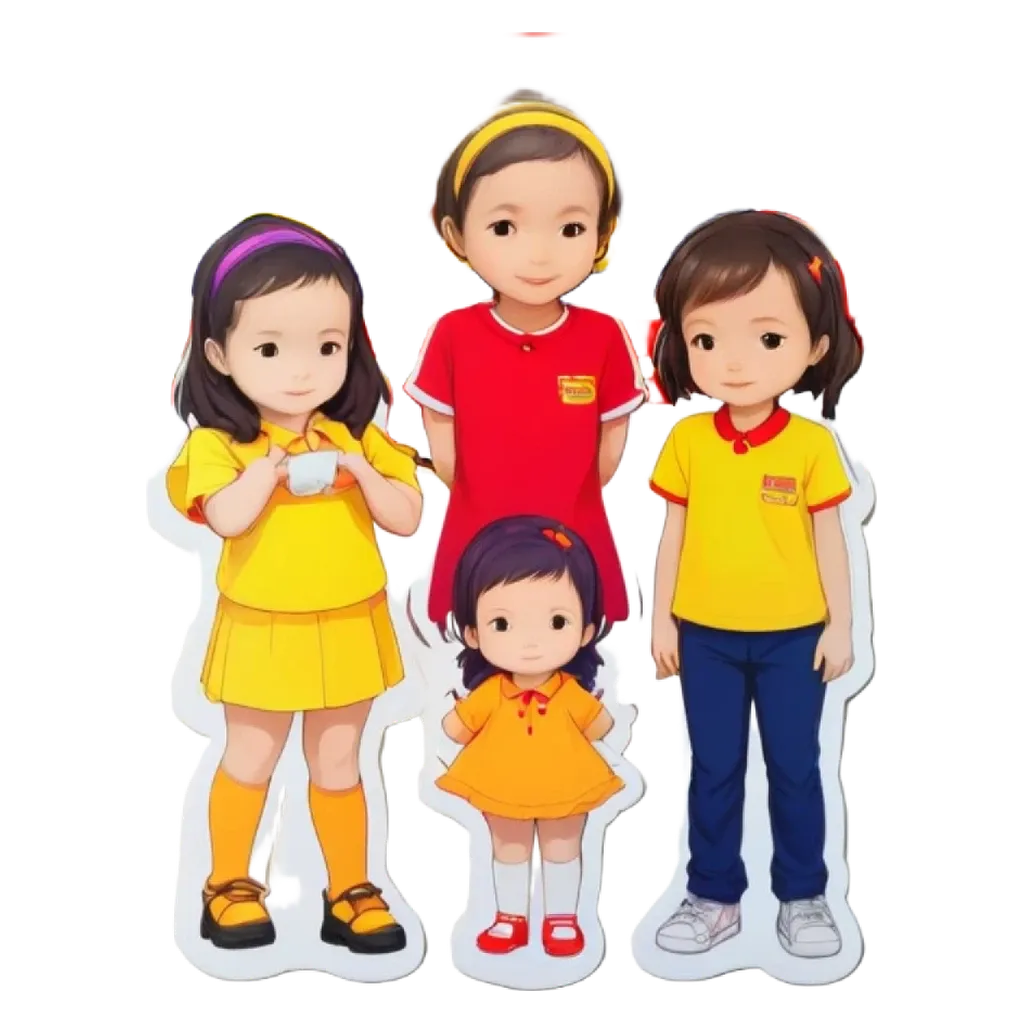 Three girls in yellow dresses are standing side by side.