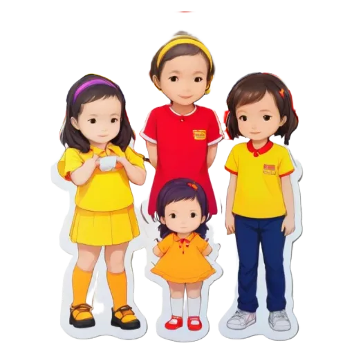 Three girls in yellow dresses are standing side by side.