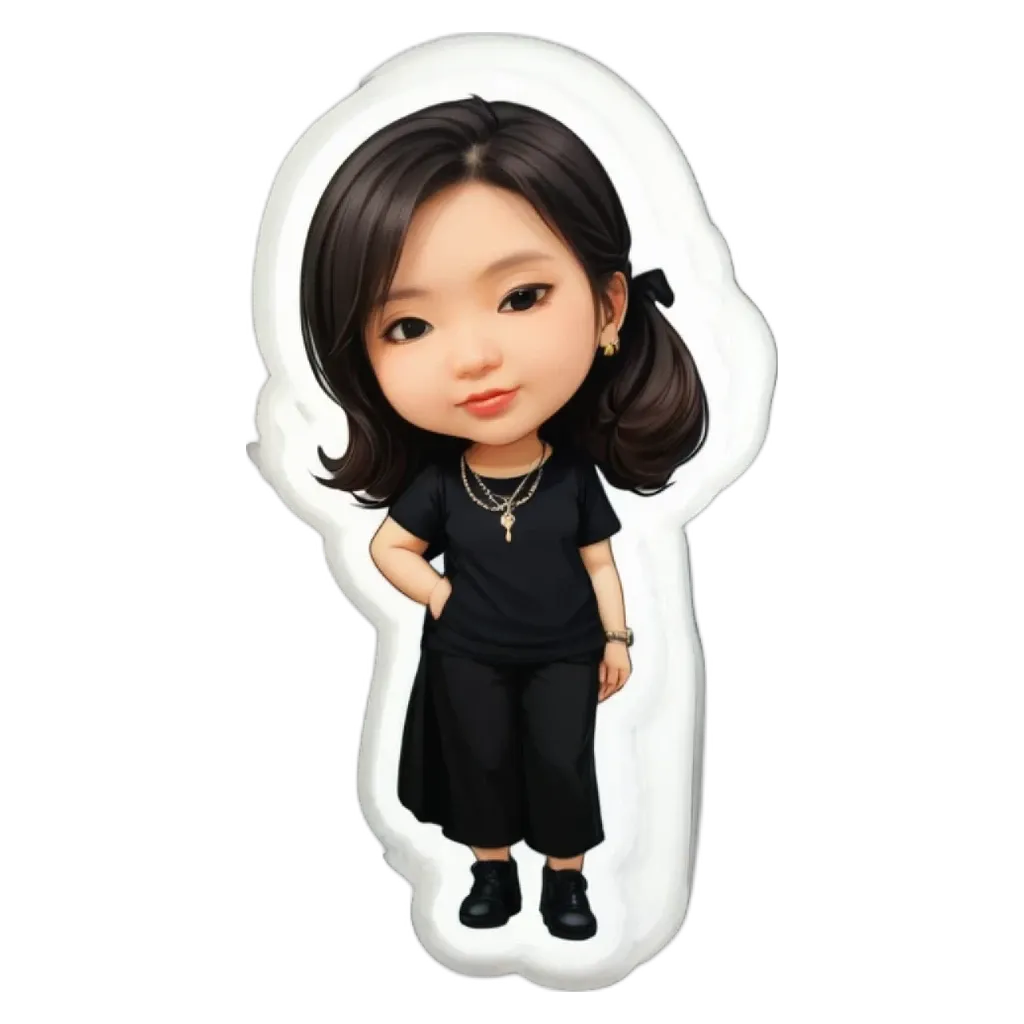 A girl character from a design on a white background.