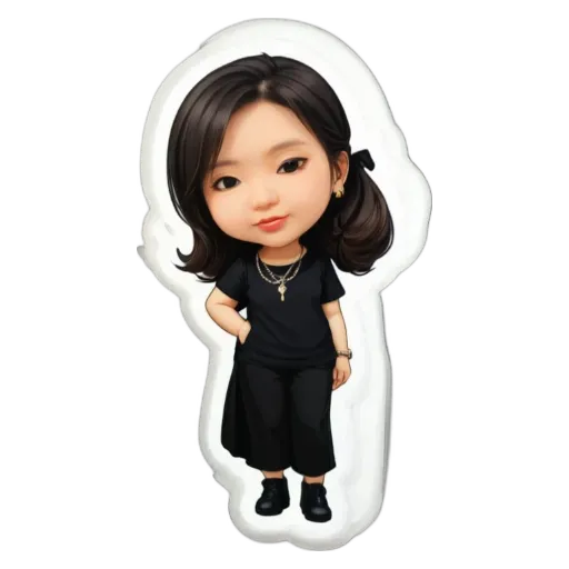 A girl character from a design on a white background.