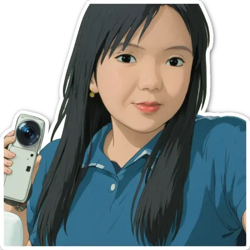 A woman holding a camera is in black color.