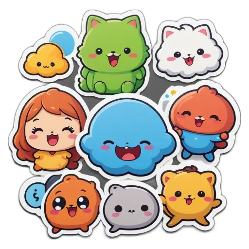 A collection of animal stickers are displayed on a black background.