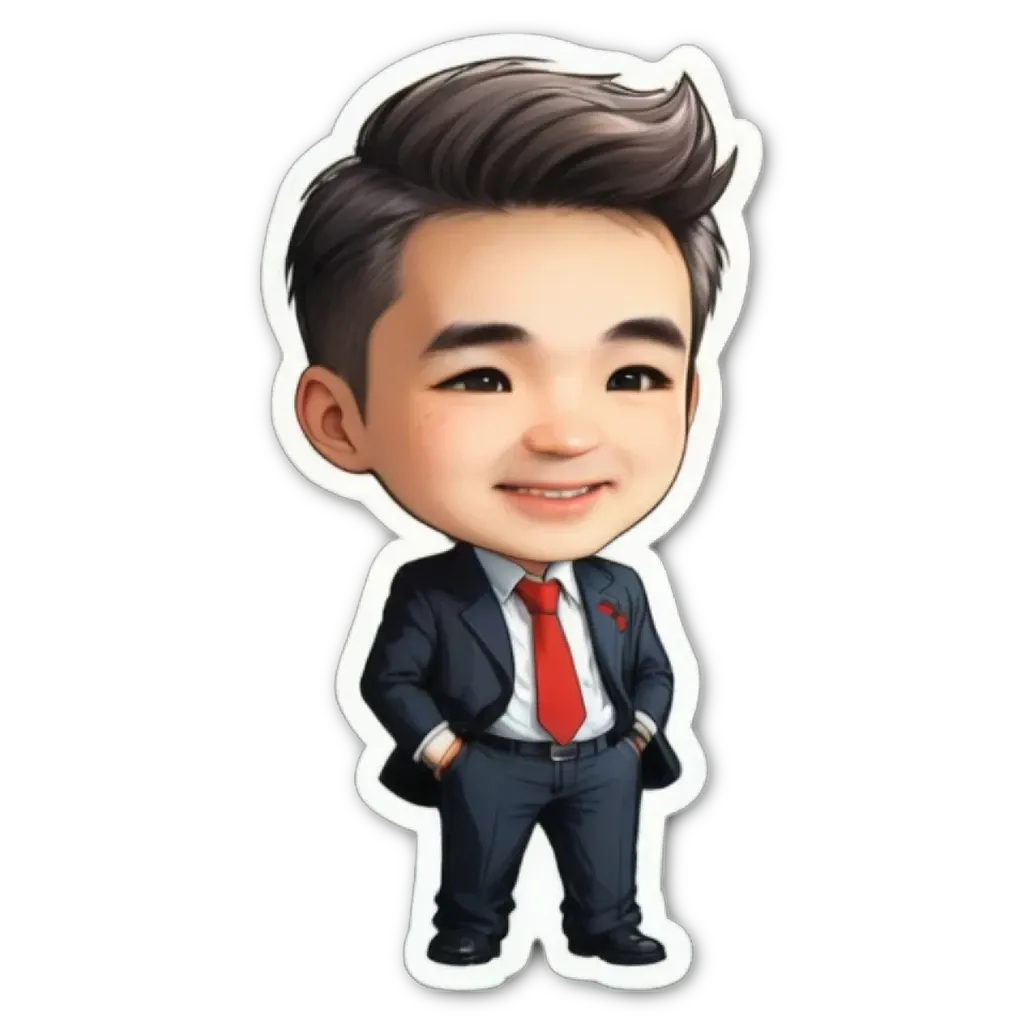 A cartoon picture of a man wearing a suit and tie.