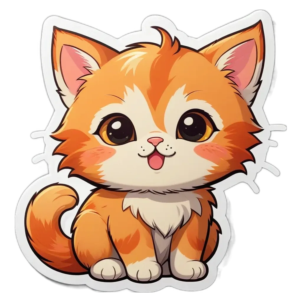 A cartoon cat with a big smile and open mouth.