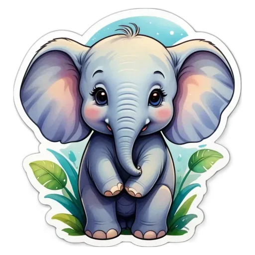 A elephant sticker in cartoon picture.