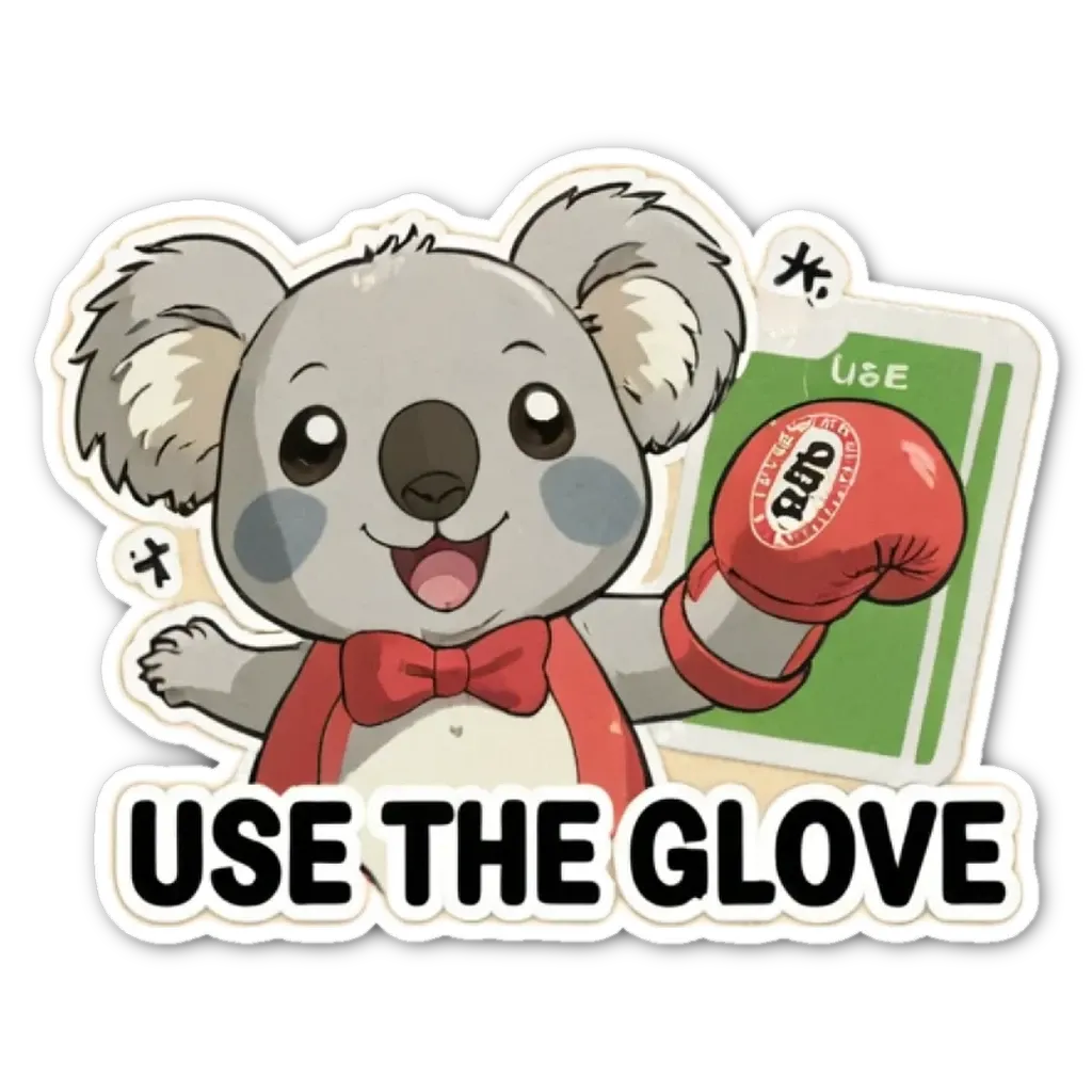 a use the glove sticker that has a cute koala on it.