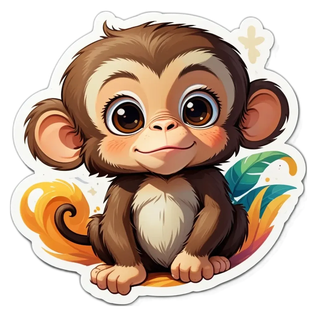 A monkey is cut out of a sticker of a monkey.