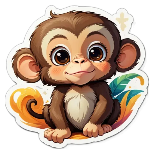 A monkey is cut out of a sticker of a monkey.