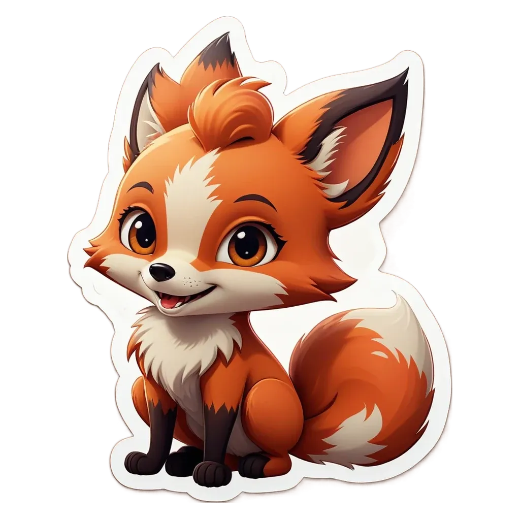 A cartoon image of a fox with a black face.