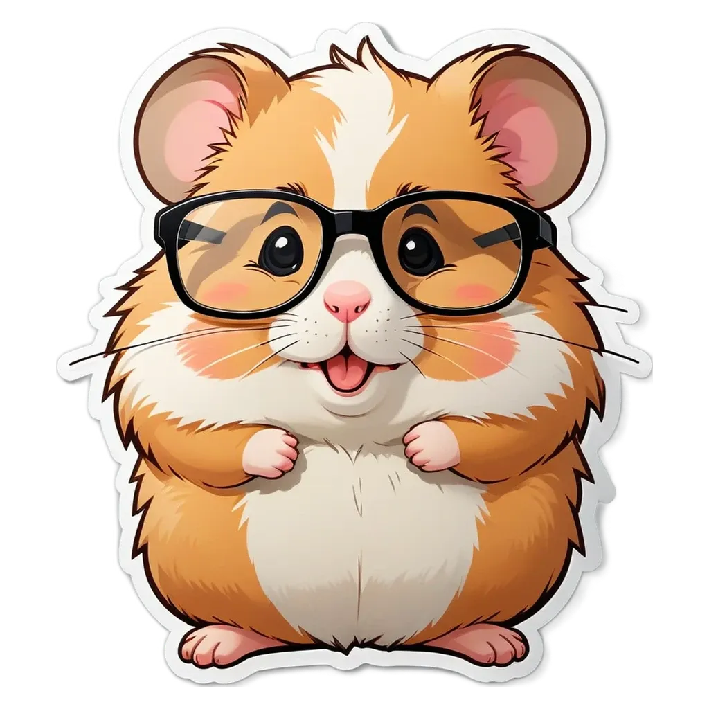 A hamster is wearing glasses and a t-shirt.