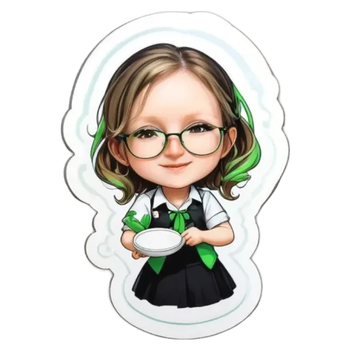 A girl wearing glasses is holding a plate.