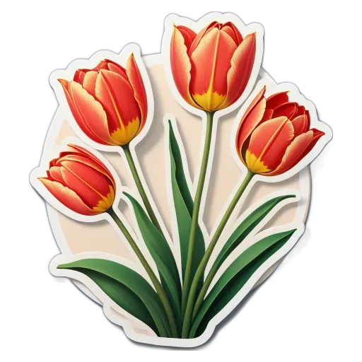 A group of red and yellow tulips arranged in a circle.