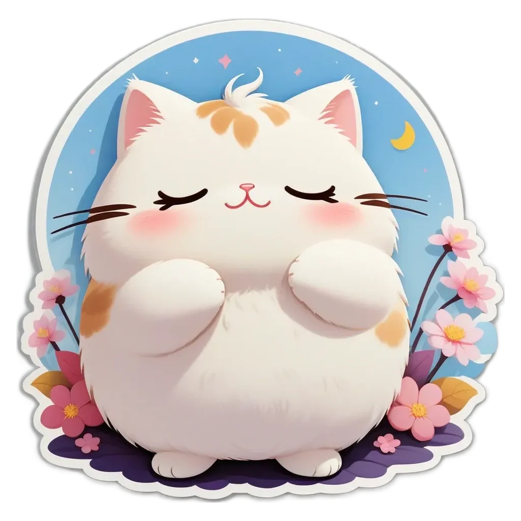 A white cat with brown ears and a black nose.