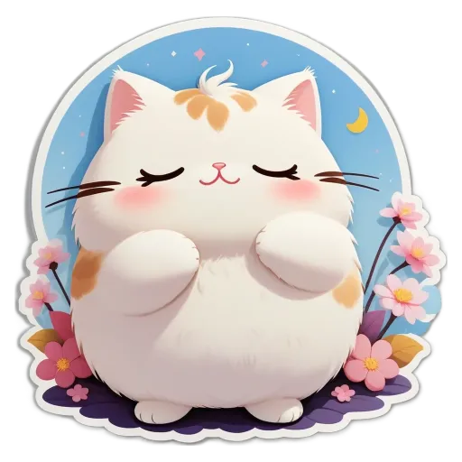 A white cat with brown ears and a black nose.