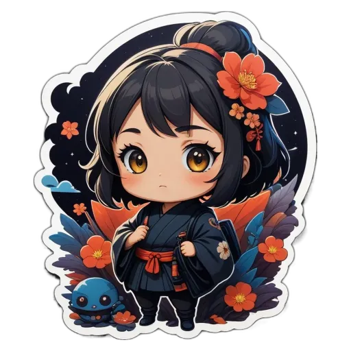 A girl wearing a kimono with flowers on it.