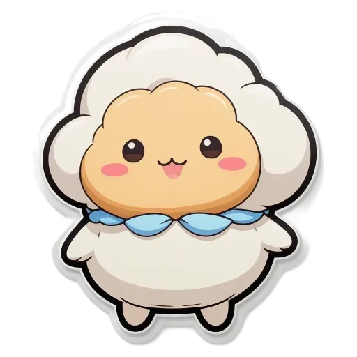 A sheep with a blue scarf is standing on a black and white background.