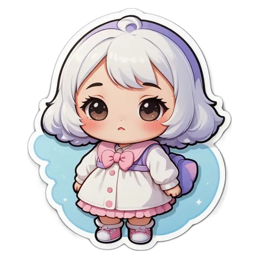 A girl with a bow in her hair is standing against a white background.