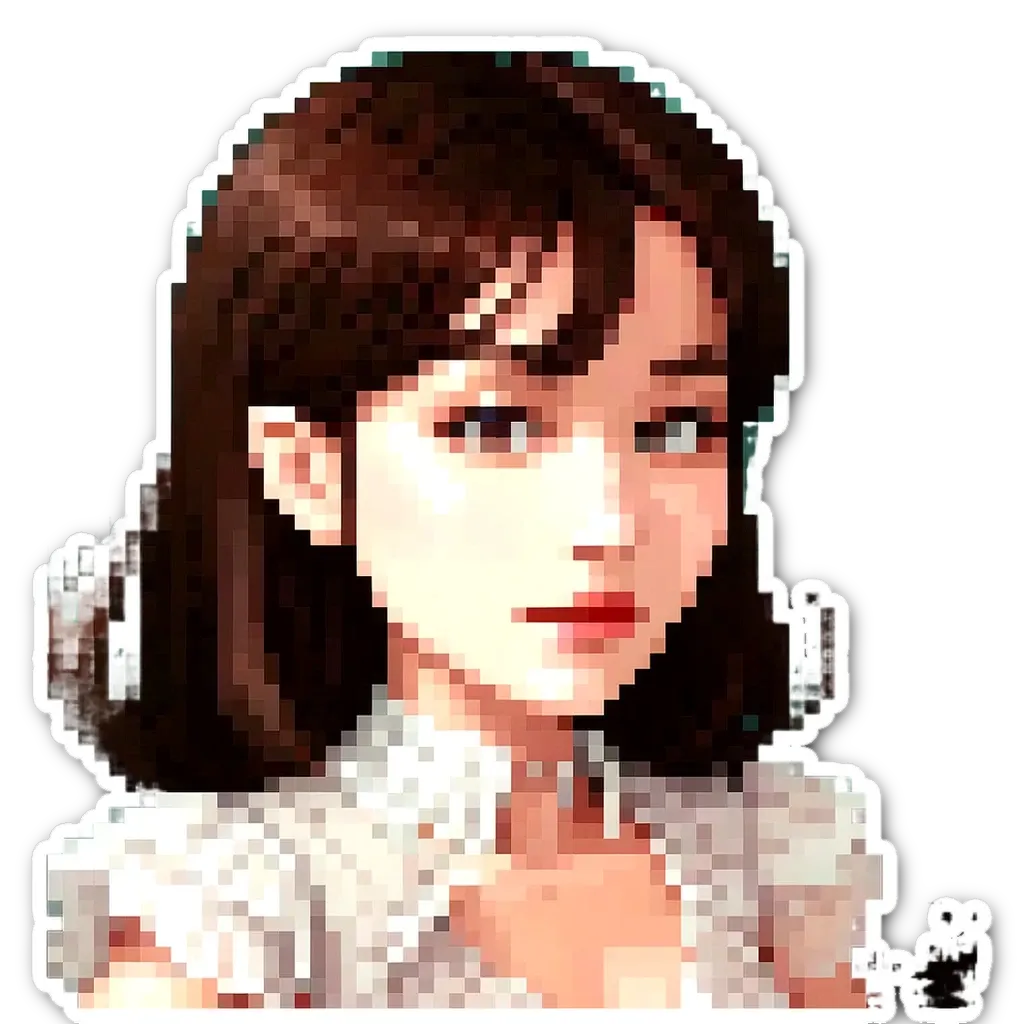 A girl with a white shirt and long hair.