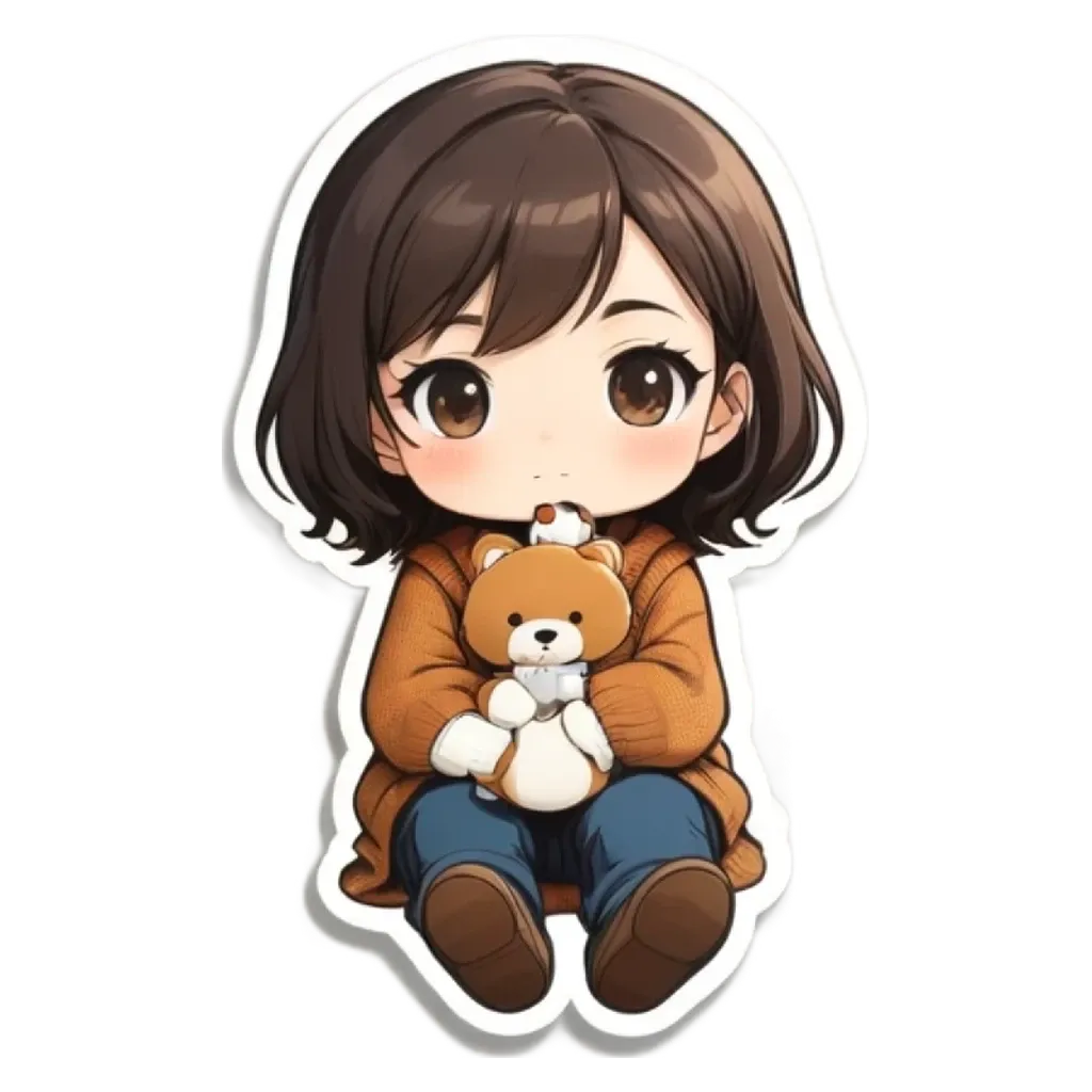 A girl holding a teddy bear.