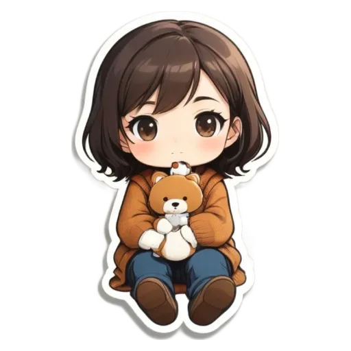 A girl holding a teddy bear.