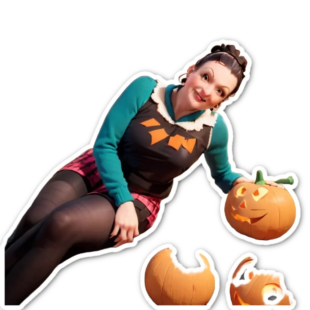 A woman is sitting on the floor holding a pumpkin.